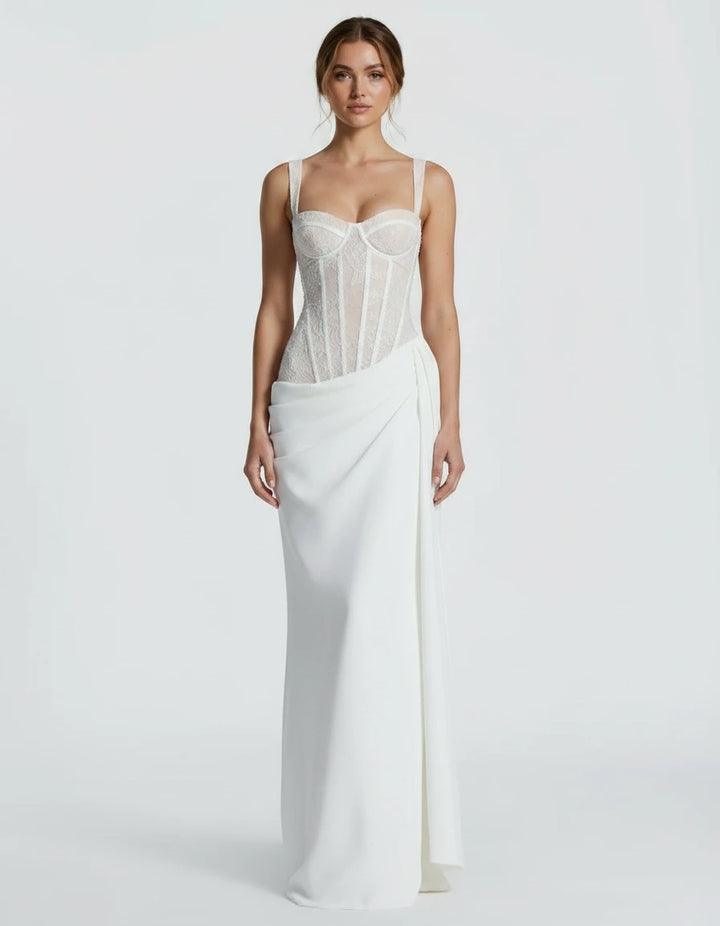 Bianca - Rochie corset din dantelă cu drapaj
