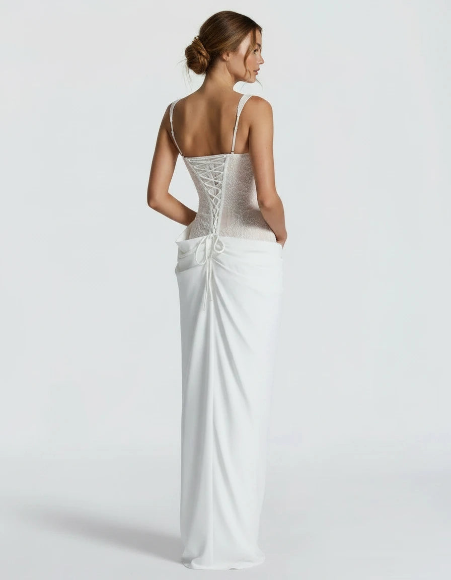 Bianca - Rochie corset din dantelă cu drapaj