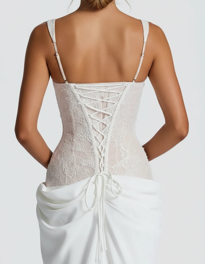 Bianca - Rochie corset din dantelă cu drapaj